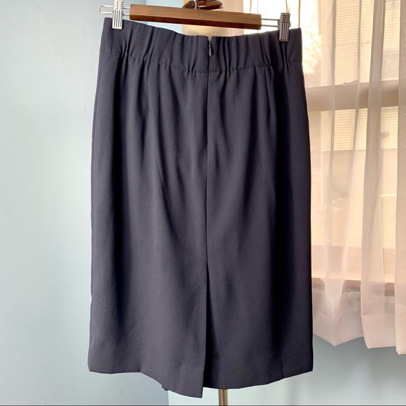 J. Crew Navy Ruffle Crepe Pencil Skirt - Picture 9 of 10